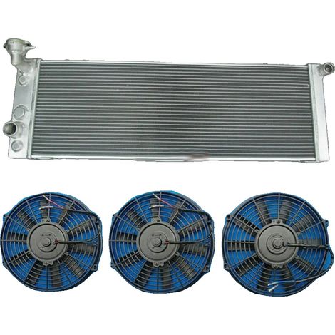 Radiador de aluminio, tamaño del núcleo 279 mm x 785 mm, tamaño total 338 mm x 917 mm, diámetro de entrada 32 mm, diámetro de salida 38 mm, compatible con Jeep Cherokee XJ. (1/5)