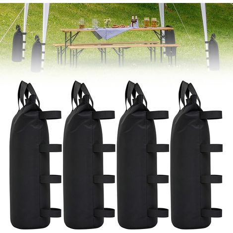 Lot de 4 sacs de sable pour tonnelle de 50 x 20 cm Tissu Oxford 800D 4 sacs de sable 50 x 20 cm avec fermeture pour tonnelle, stand de marché, tente (1/5)