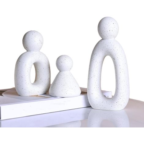Figurine Famille Abstraite en Résine 3 Pièces – Sculpture Famille pour Home Decoration, Interior Decoration Statue & Decoration Design, Déco Intérieure Minimaliste pour Salon, Cuisine & Bureau (blanc) (1/5)