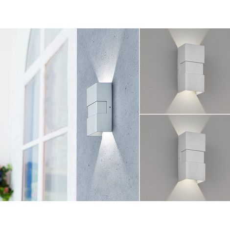 LED Außenwandleuchte 2er SET Silber mit Up and Down Licht - 7x15cm (1/5)