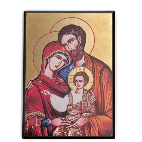 Lupia - Quadro SACRA FAMIGLIA Icona CLASSICA su tavola effetto Legno con foglia Oro 20x28 cm (1/4)