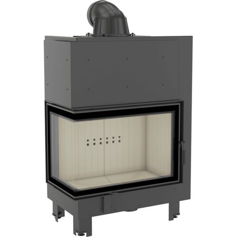 Kamineinsatz aus Stahl KRATKI MBA links 17 kW Ø 200 gebogenes Glas (1/5)
