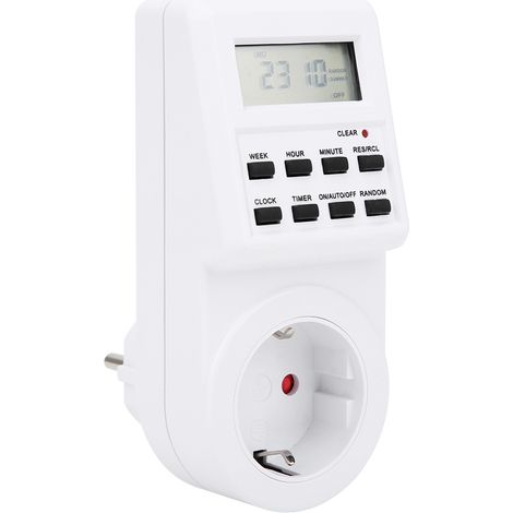 Minuterie électronique programmable prise horaire LCD TM03 230V EU, interrupteur temporisé enfichable pour appareils électriques. (1/5)