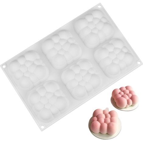 3D Cloud Cake Mold - Silicone - 6 Cavities - Freezer and Dishwasher Safe (1/5)