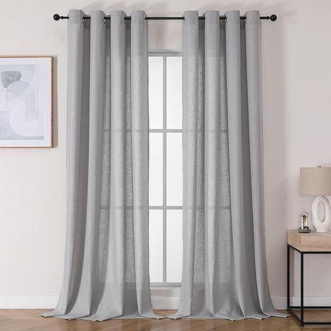 Tende oscuranti semitrasparenti Set da 2 Pezzi 140x260 cm Grigie (1/5)