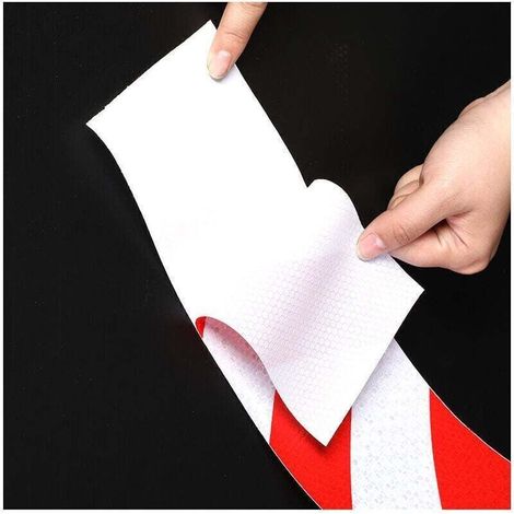 Bande de signalisation réfléchissante en sergé rouge et blanc de 10 cm de large et 25 m de long