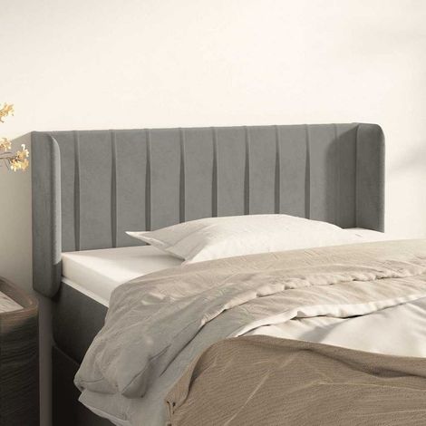 vidaXL Tête de lit avec oreilles Gris clair 103x16x78/88 cm Velours (1/5)