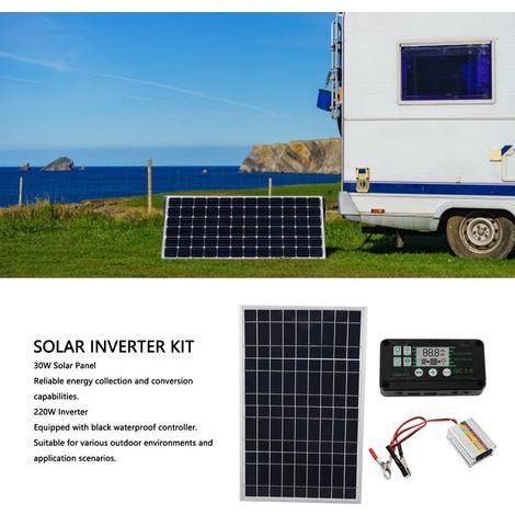 Kit Solaire 30W Panneau Solaire + Onduleur 220W MPPT Contrôleur Imperméable pour Alimentation (1/5)