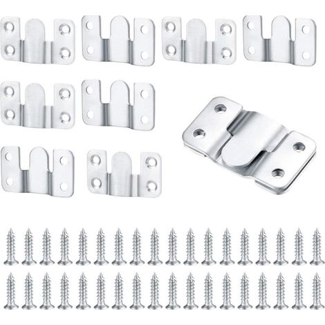 10 Pieces Concealed Flush Mount Bracket, Heavy Duty Interlocking Pendant Brackets, Furniture Connector, Stainless Steel Wall Hanging Hardware Hanging for Photos, Mirrors, Picture Display
