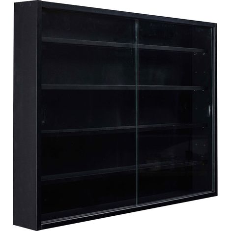 Ebuy24 – Vitrine en verre noir 2 portes coulissantes – Design moderne pour salon et bureau – Exposition élégante d'objets décoratifs (1/5)