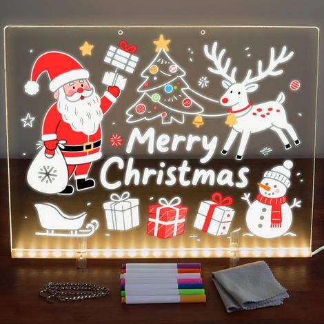 Tableau Lumineux LED - 30x20cm 12 Couleurs 3 Styles Support Réglable - Pour Bureau, École et Décoration Maison (1/4)