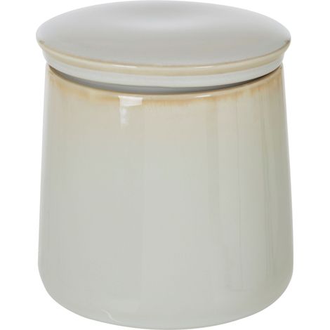 Interiors By Premier Stone-Coloured Glazed Porcelain Canister,Tapered Cookies Container With Matching Lid,Perfect For Gifting
