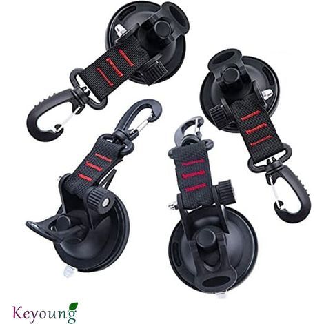 Lot de 4 ventouses d'ancrage avec fixation à ventouse pour voiture, camping, bâche, accessoire ventouse multifonction pour tentes comme auvent latéral de voiture,Lilaris (1/5)