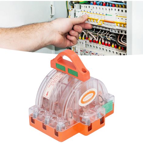 Interrupteur à couteau bidirectionnel tripolaire 63 A, boîtier transparent tout cuivre, 380 V CA, avec voyant lumineux. (1/5)