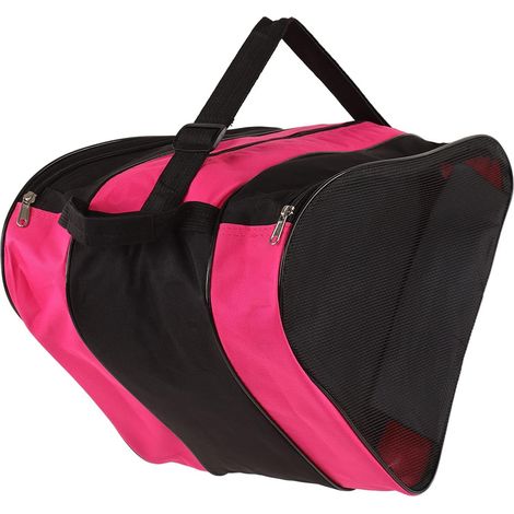 Sac à patins de hockey triangulaire en filet avec fermeture éclair, grande capacité, 3 compartiments de rangement qd (1/5)
