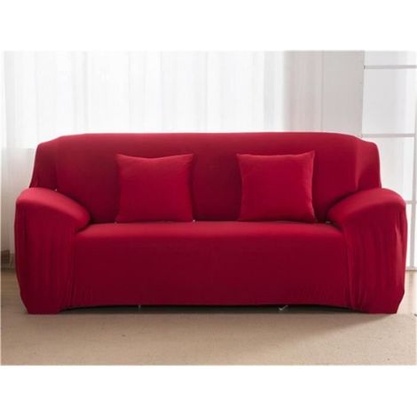 Housse Élastique pour Canapé - - Rouge - 190-230cm - Extensible - Salon