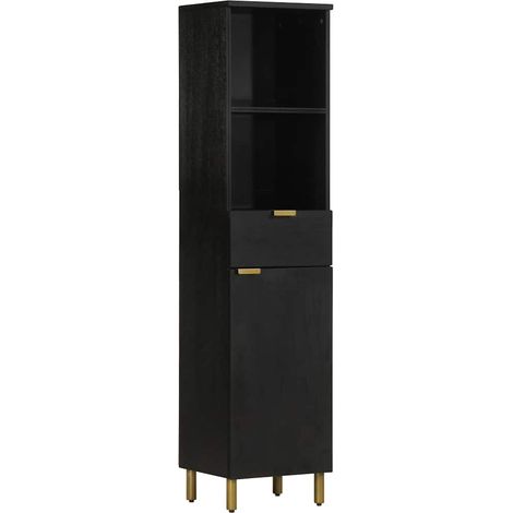 Bathroom Cabinet Black 38x33x160 cm Solid Wood Mango vidaXL (1/5)