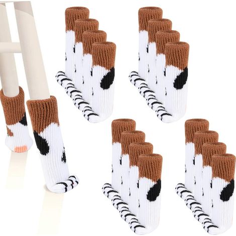 Chaussettes Pour Pieds De Chaise - Protège-Pieds En Maille Élastique Forme Patte De Chat - Pour Chaises Bureaux Tables - Lot De 16 Pièces (1/5)