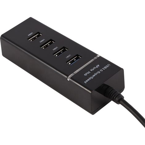 Concentrateur USB 3.0 4 Ports pour MacBook Pro/Air, Hub Portable avec Lecteur de Cartes SD/TF, Noir (1/4)