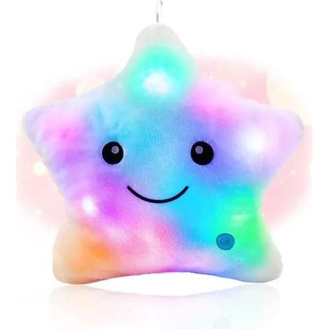 Coussin étoile lumineux avec éclairage LED et rembourrage en coton PP doux pour décoration et cadeau de chambre d'enfant (blanc) (1/5)