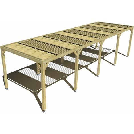 Pergola bois • 10m x 3m • indépendante • sens profondeur • lames orientables bioclimatiques incluses • livraison comprise (1/3)