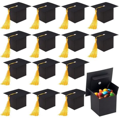 30 cajas de graduación con dulces，caja de regalo con forma de birrete doctoral，caja de dulces con forma de birrete de graduación，ceremonia (30) (1/5)