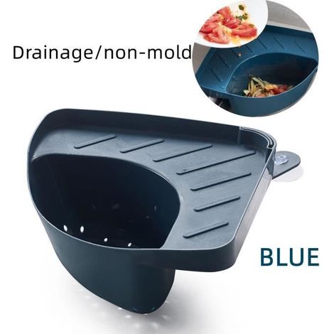 Filiyano-Porte-éponge - Maison - Panier suspendu pour lavabo - Ventouse - Bleu - 27,5 x 25 x 9,5 cm (1/4)