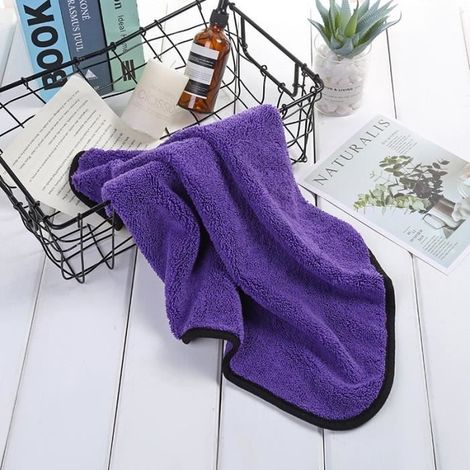 Purple -Chiffon de nettoyage de voiture en peluche microfibre,40x40cm,Super épais,Premium,pour polissage,cire,lavage,séchage, (1/4)