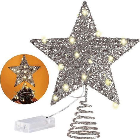 Décoration de sapin de Noël de 25 cm avec 20 lumières LED. Paillettes or rose (1/5)