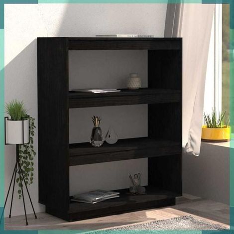 810888 Bibliothèque/Séparateur de pièce Noir 80x35x103 cm Pin massif (1/5)