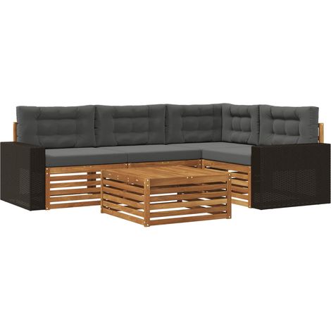 Conjunto de sofás de exterior 5 uds. Natural y Antracita vidaXL (1/5)