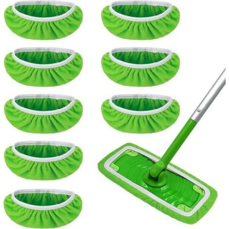 BUNTHAUS 8 Chiffons Réutilisables Compatible avec Balai, Lingettes Reutilisable , Mop Pads en Microfibres pour Nettoyer et frotter Les sols secs ou humides, Le Bois 25,4x11,5cm (1/5)
