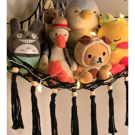 Rangement d'angle pour hamac en peluche - Organisateur en filet pour hamac à jouets avec lumière LED - Hamac (1/4)