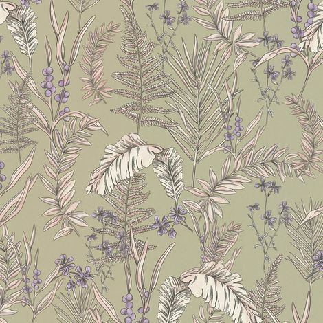 Flowers wallcovering wall Profhome 394343 hot embossed non-woven wallpaper slightly textured with floral ornaments matt grey cream purple violet 5.33 m2