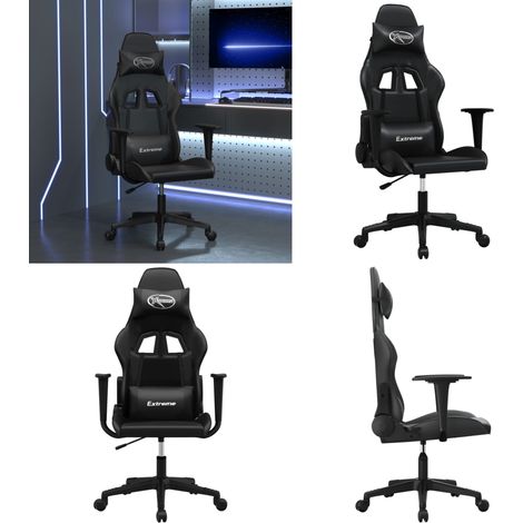 Gaming-Stuhl mit Massagefunktion Schwarz Kunstleder - Gaming-Stuhl - Gamer Chair - PC-Chair - Schreibtischstuhl - Ergonomischer Stuhl - Home & Living (1/5)