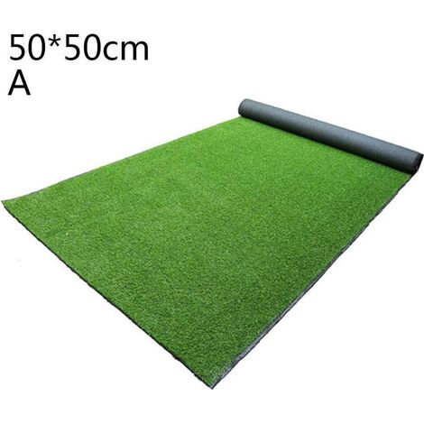 Gazon Artificiel - 50 cm x 50 cm - Hauteur de Brin 43 mm - Résistant aux UV et au Feu - Pour Aire de Jeux Enfants Jardin Balcon Toit - Vert Émeraude (1/5)