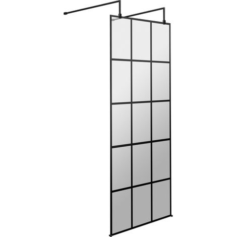Hudson Reed Frame Effect Wet Room Screen with Support Arms and Feet 760mm Wide - 8mm Glass (1/2)