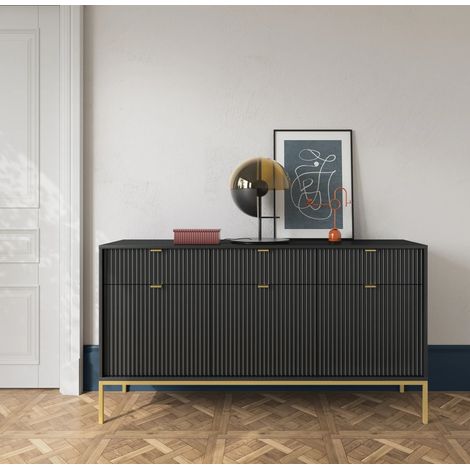 AX LIVING Sideboard mit Schubladen Eternas KS154 - 154 cm Breite, Schwarz