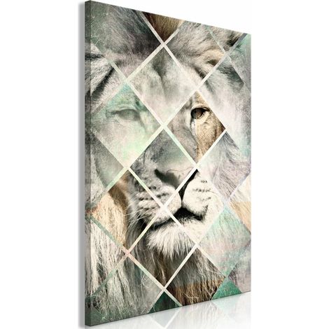 Tableau lion sur l'échiquier vertical - 40 x 60 cm (1/4)