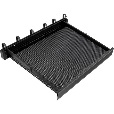 Porte-manteau sur pied avec gabarit de fixation murale, plateforme en maille respirante, porte-manteau en aluminium pour terrasse et salle de bain, noir (1/5)