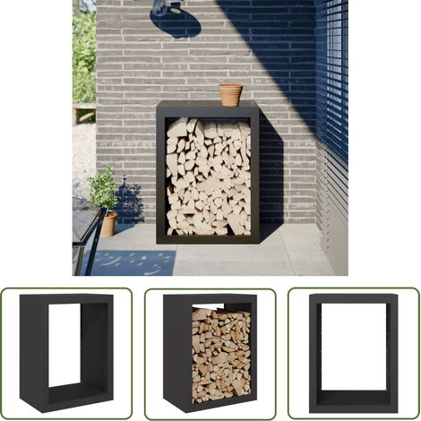 vidaXL Brennholzregal Schwarz 60x40x80 cm Stahl (1/5)