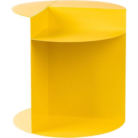 Table d'Appoint Ronde avec Étagère Métal Jaune Taggart