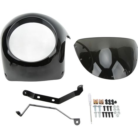 Carénage de phare de moto 7 pouces, Surface lisse, résistant au vieillissement, universel, adapté aux phares ronds de moto, noir brillant (1/5)