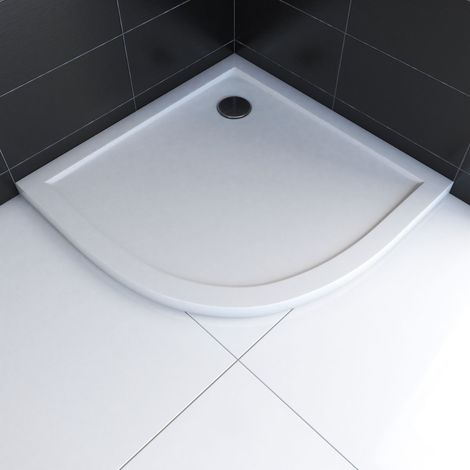 PLATO DE DUCHA EXTRAPLANO EN ACRILICO BLANCO 1/4 DE CIRCULO - 90x90cm (1/4)