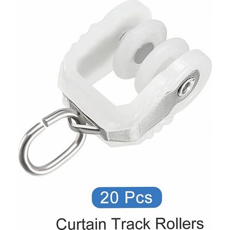 Ensemble de 20 pièces comprenant des rails de rideaux renforcés, des roulettes et des accessoires pour roulettes de rideaux vintage. (1/5)