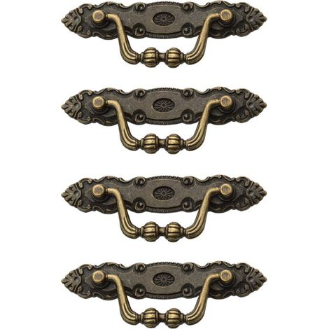 Lot de 4 poignées de tiroir vintage en bronze classique en alliage de zinc avec 8 vis M2 pour meubles (1/4)