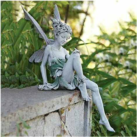 Statue de fée assise en résine – Dimensions 18x5x15 cm – Décoration de jardin pour cour et aménagement paysager – Cadeau original (1/4)