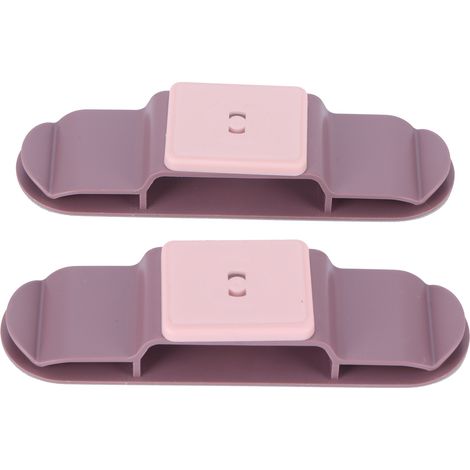 2 Pièces Support Adhésif Rotatif pour Prises et Câbles, Organisateur de Fils Autocollant Rose (1/5)