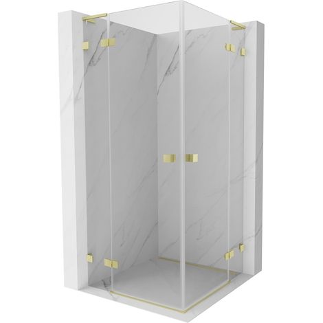 Mexen Lunar L Duo Pendeltür Duschkabine 80 x 80 cm, transparent, gebürstetes Gold - 834L-080L-080P-55-00 (1/5)