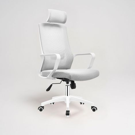 Poltrona ufficio Ica colore bianco poggiatesta regolabile e schienale traforato (1/5)